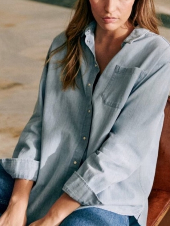 Sezane Tops - Sezane Max Mother Of Pearl Snap Buttons Down Shirt Light Denim Size 32